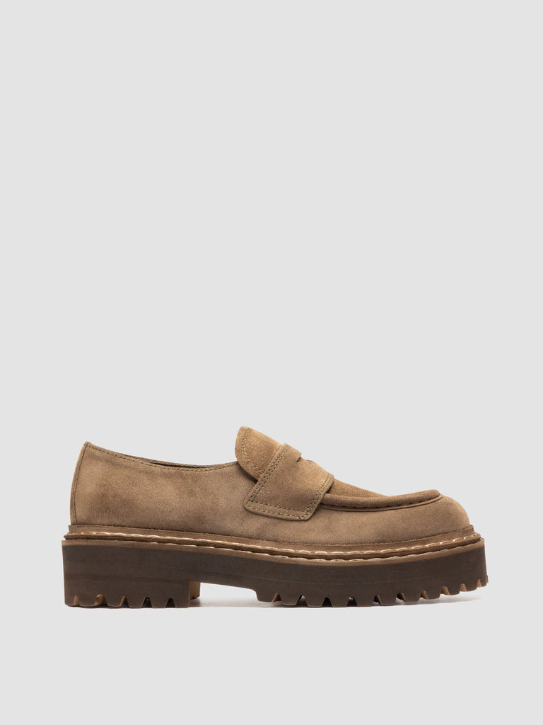 BLOSSOM 015 - Braune Penny-Loafers aus Wildleder