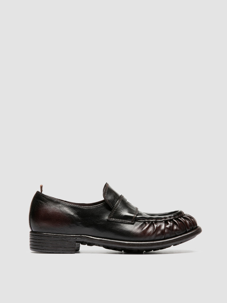 CALIXTE 085 - Brown Leather Penny Loafers