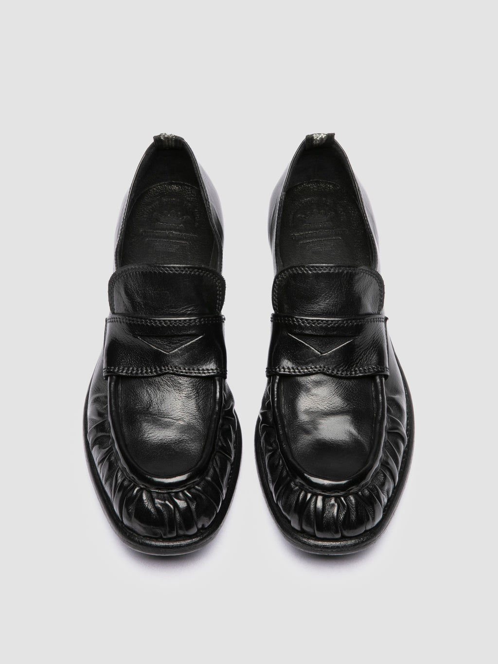 CALIXTE 085 - Black Leather Penny Loafers - image 2,side view