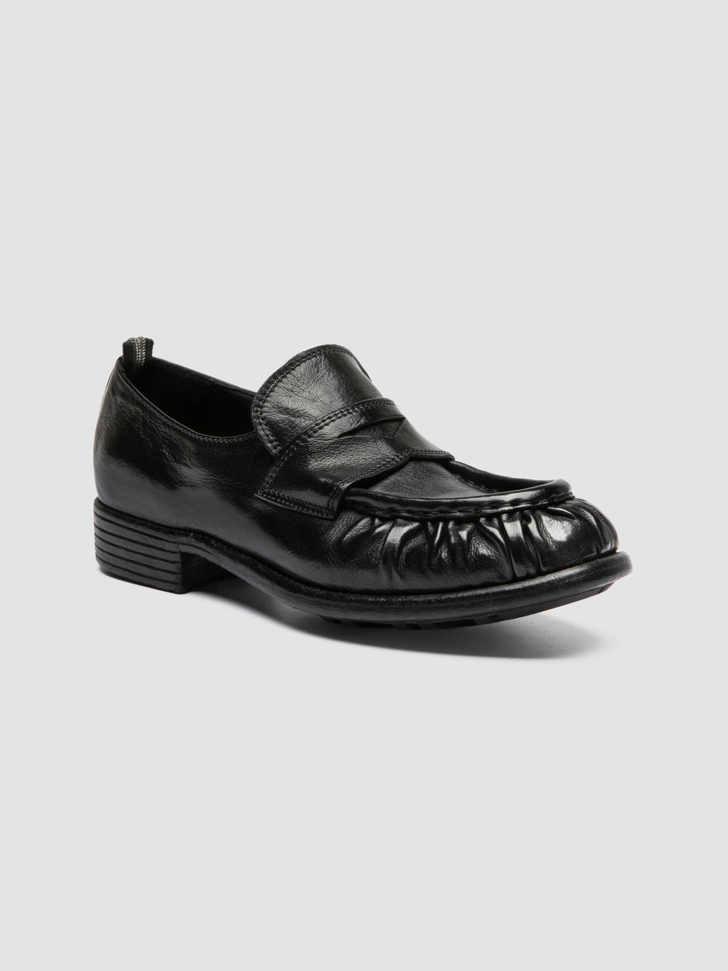 CALIXTE 085 - Black Leather Penny Loafers - image 3,side view