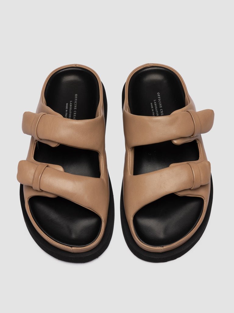 CHORA 101 - Taupe Leather Slide Sandals
