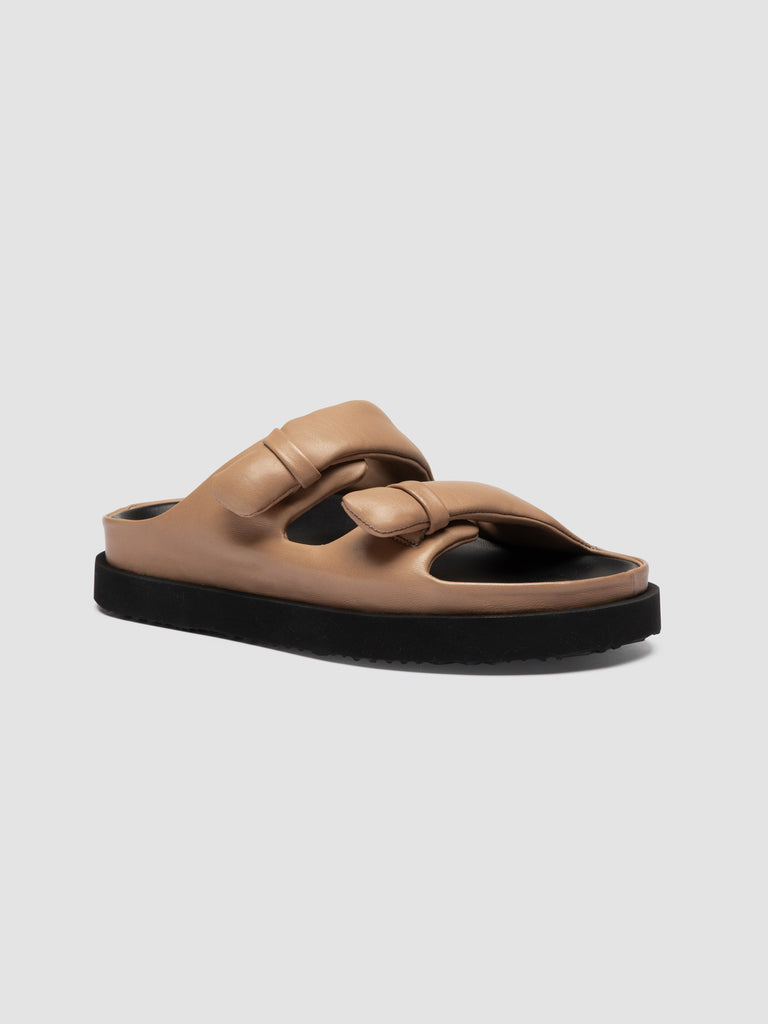 CHORA 101 - Taupe Leather Slide Sandals