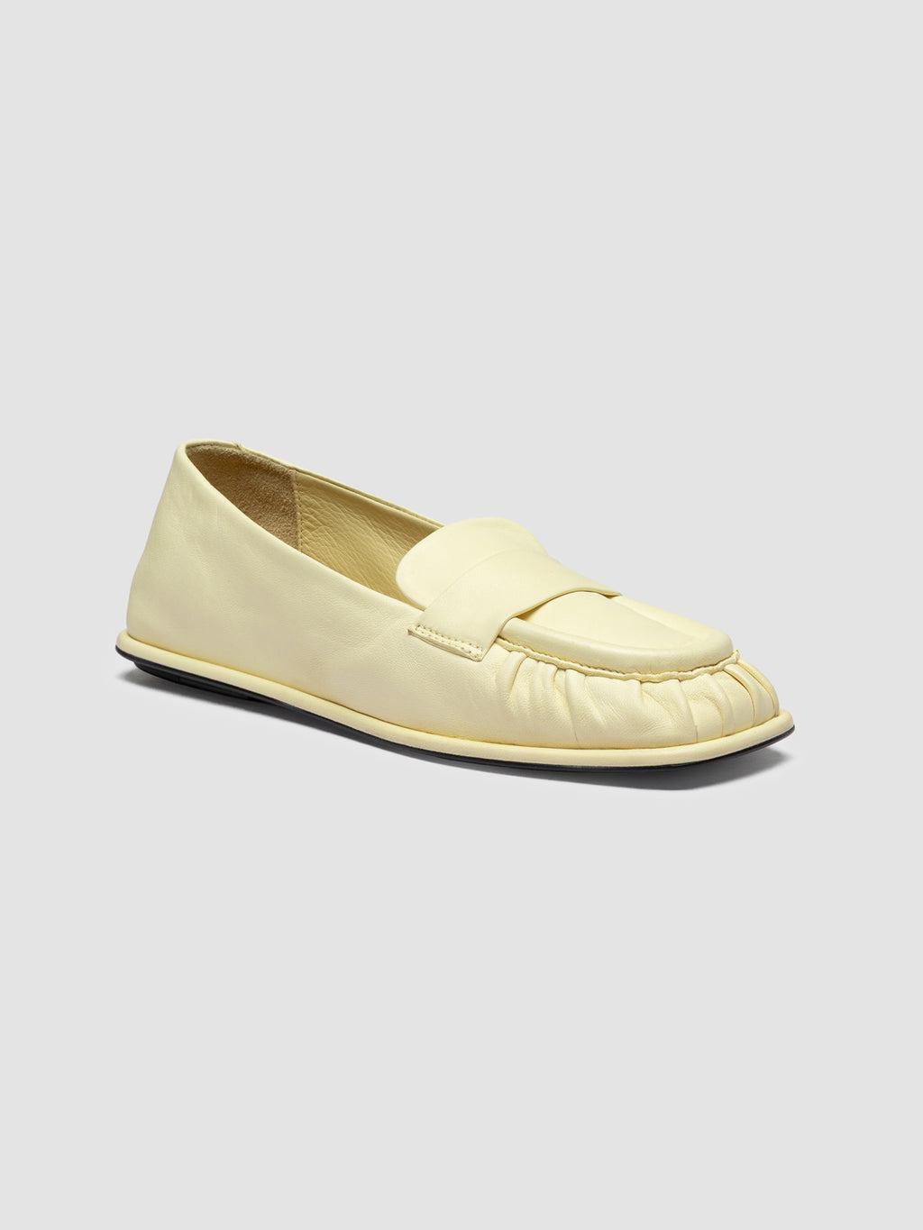 CLOVER 002 - Yellow Leather Penny Loafers - image 3,side view