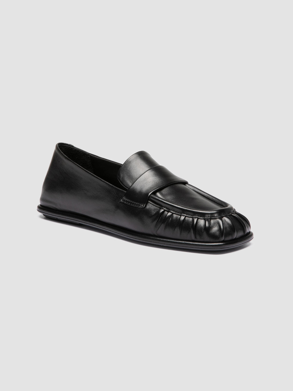 CLOVER 005_W - Schwarze Pennyloafer aus Leder - image 3,side view