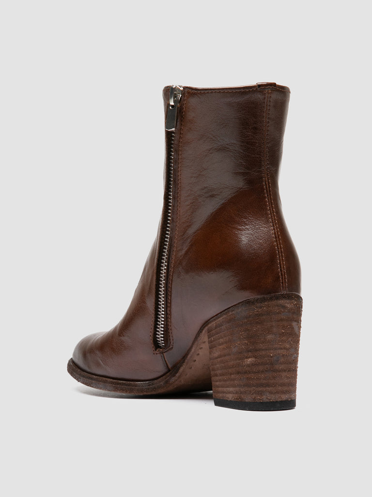 DELICE 005 - Brown Leather Zipped Boots