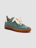GINNASIO 101 - Green Leather and Suede Low Top Sneakers - thumb image 3,side view