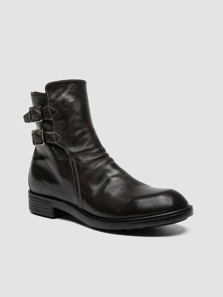 DIARY 114 - Grey Leather Zipped Boots