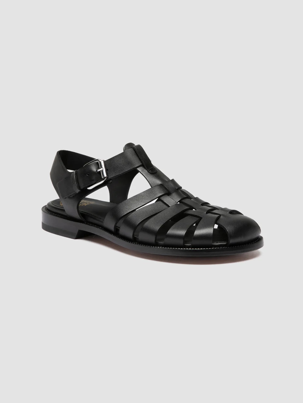 EMERALD 013 - Black Leather Fisherman Sandals - image 3,side view