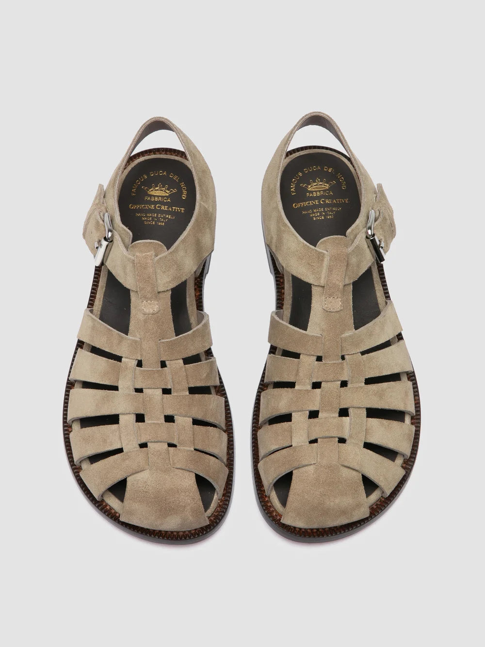 SMARAGD 013 - Braungraue Fischersandalen aus Wildleder - image 2,side view