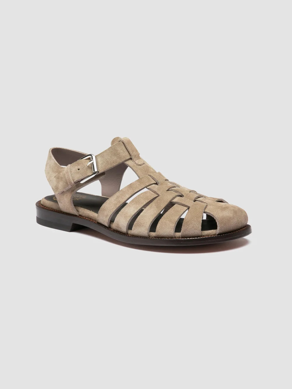 SMARAGD 013 - Braungraue Fischersandalen aus Wildleder - image 3,side view
