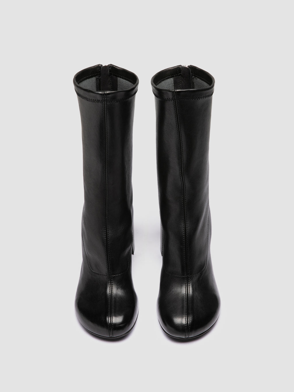 ESTHER 003 - Black Leather Zipped Boots