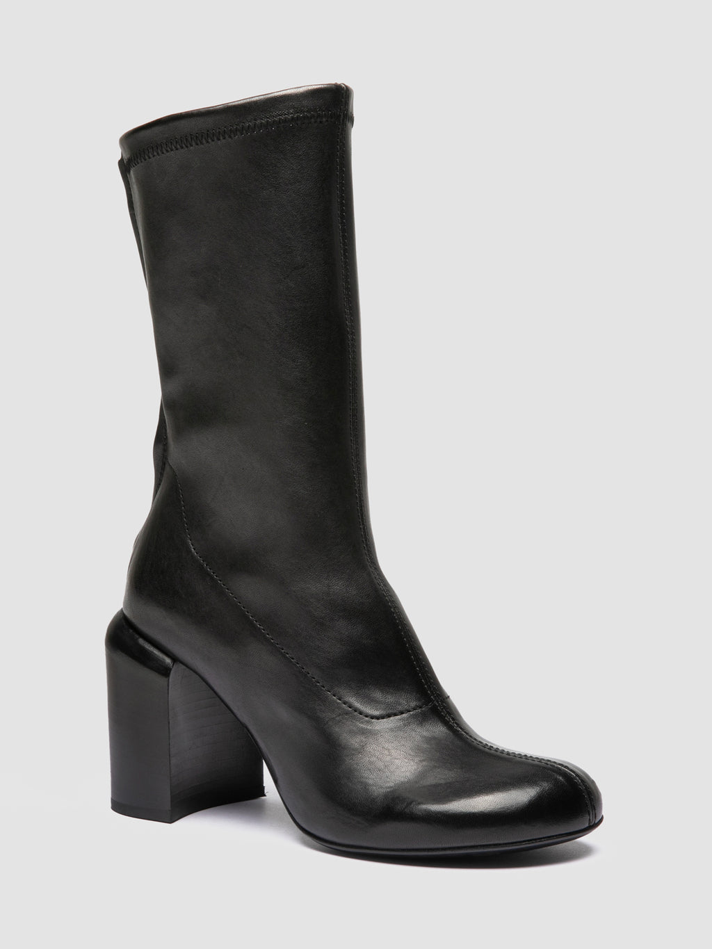 ESTHER 003 - Black Leather Zipped Boots