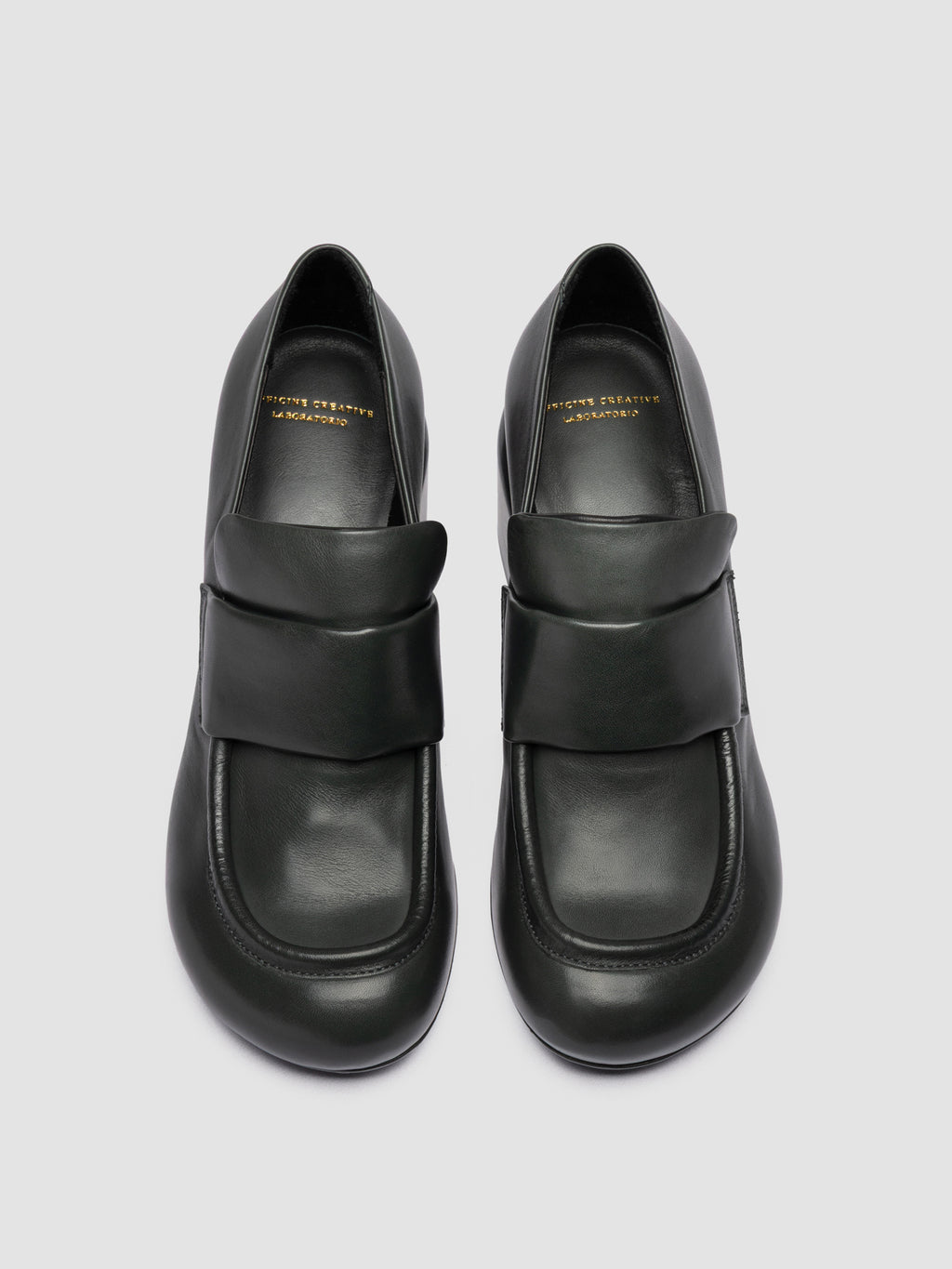 ETHEL 001 - Grüne Penny-Loafer aus Leder - image 2,side view
