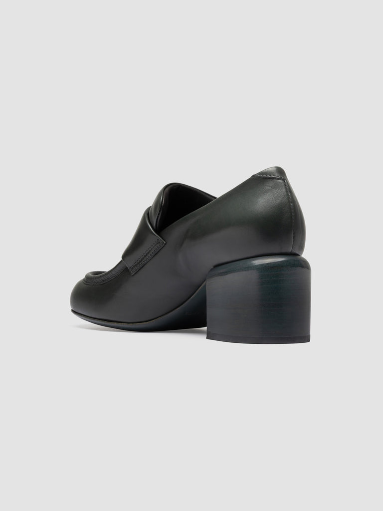 ETHEL 001 - Green Leather Penny Loafers