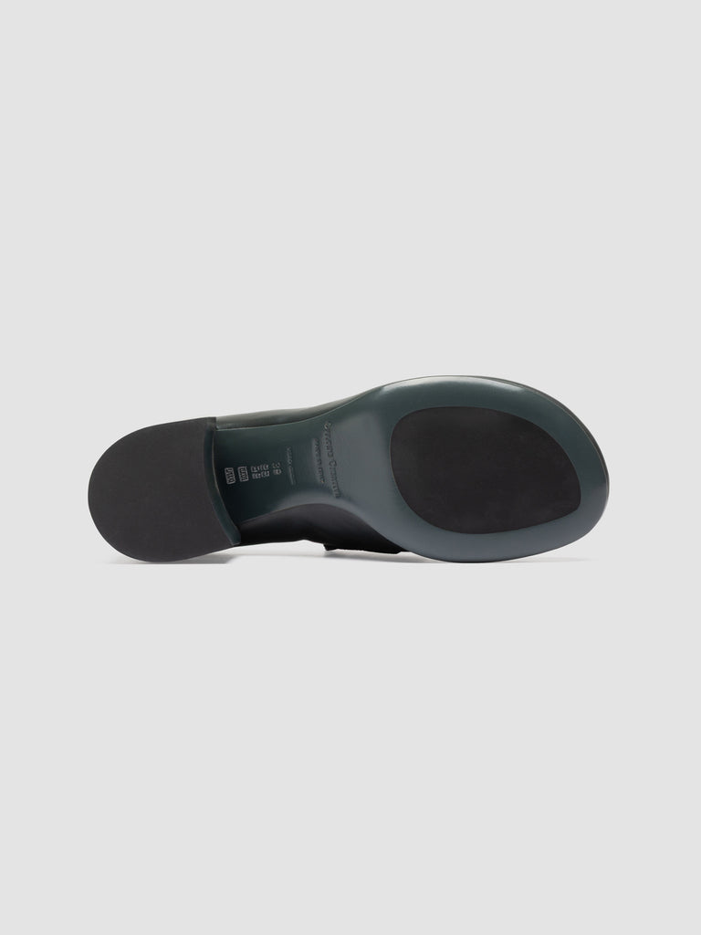 ETHEL 001 - Green Leather Penny Loafers