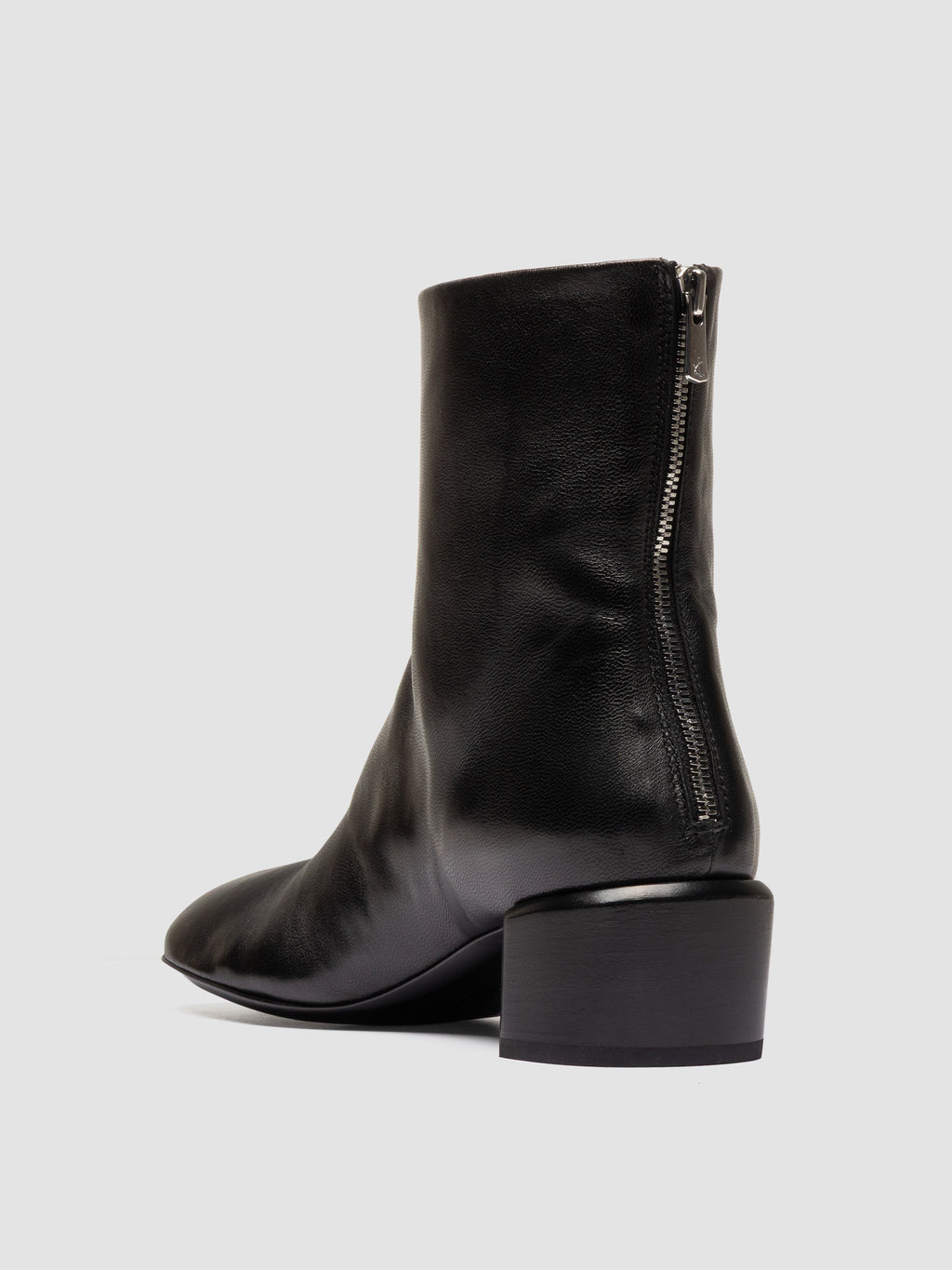 FLORE 012_W - Black Leather Zip Boots - image 4,side view