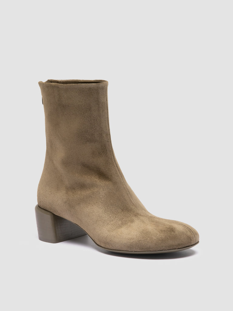 FLORE 012_W - Stivali con Zip in Pelle Scamosciata Marrone