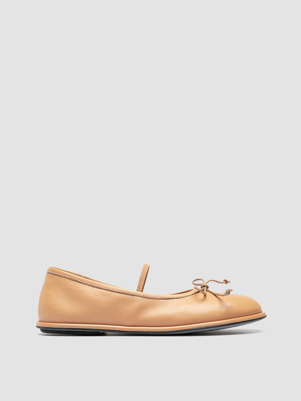 FONTAYNE 001 - Beige Leather Ballerina Shoes - image 1,side view