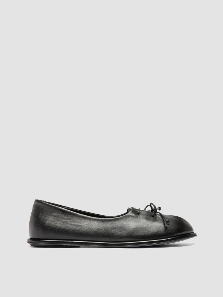 FONTAYNE 009 - Black Leather Ballerina Shoes