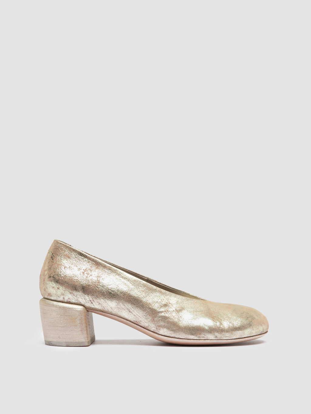 HADRY 010 - Gold Leather Ballerina Shoes - image 1,side view