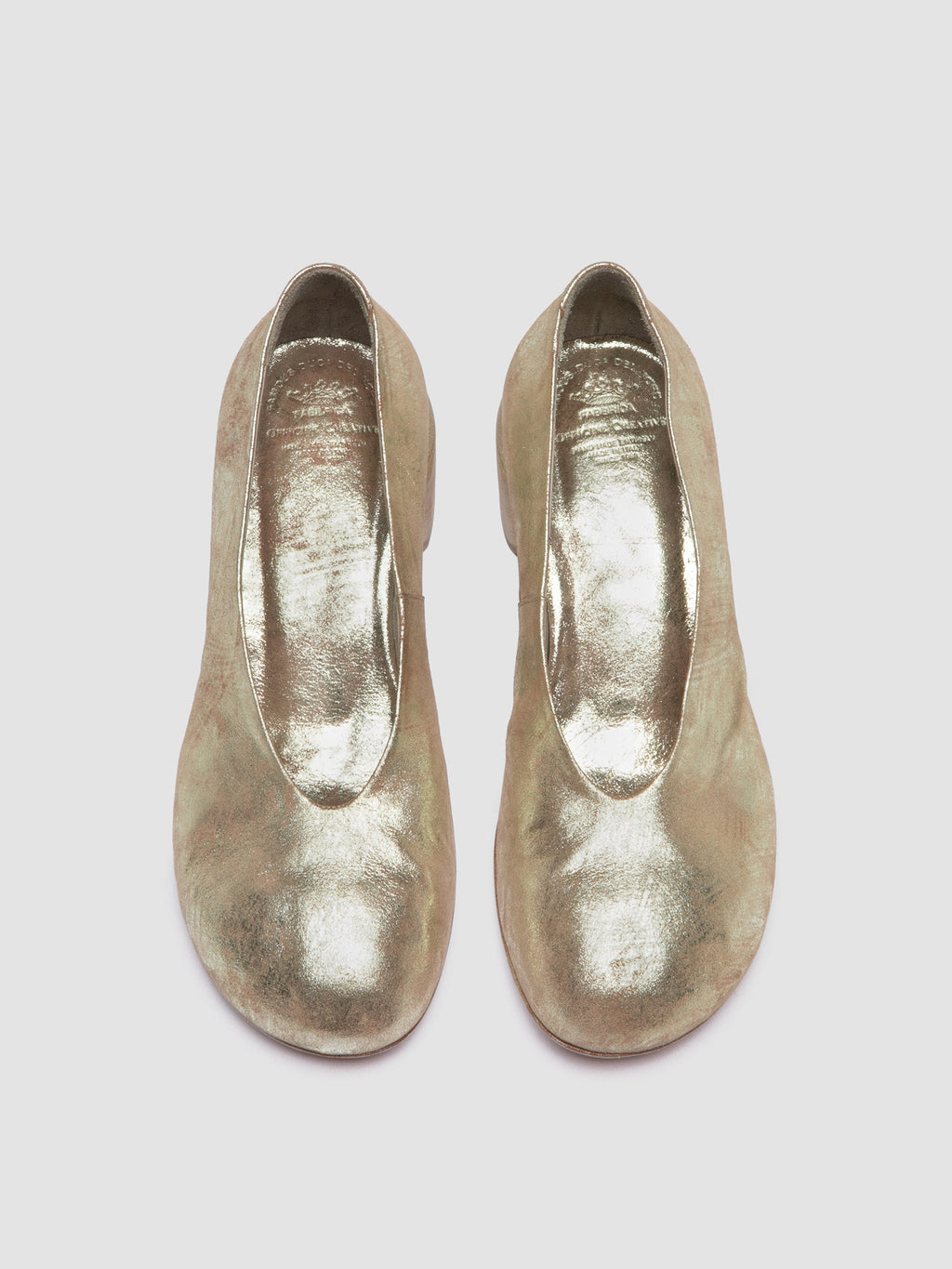 HADRY 010 - Gold Leather Ballerina Shoes - image 2,side view