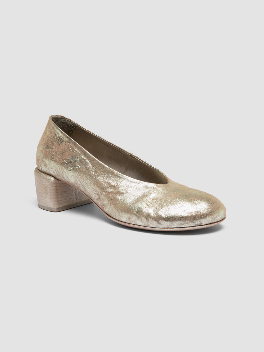 HADRY 010 - Gold Leather Ballerina Shoes - image 3,side view