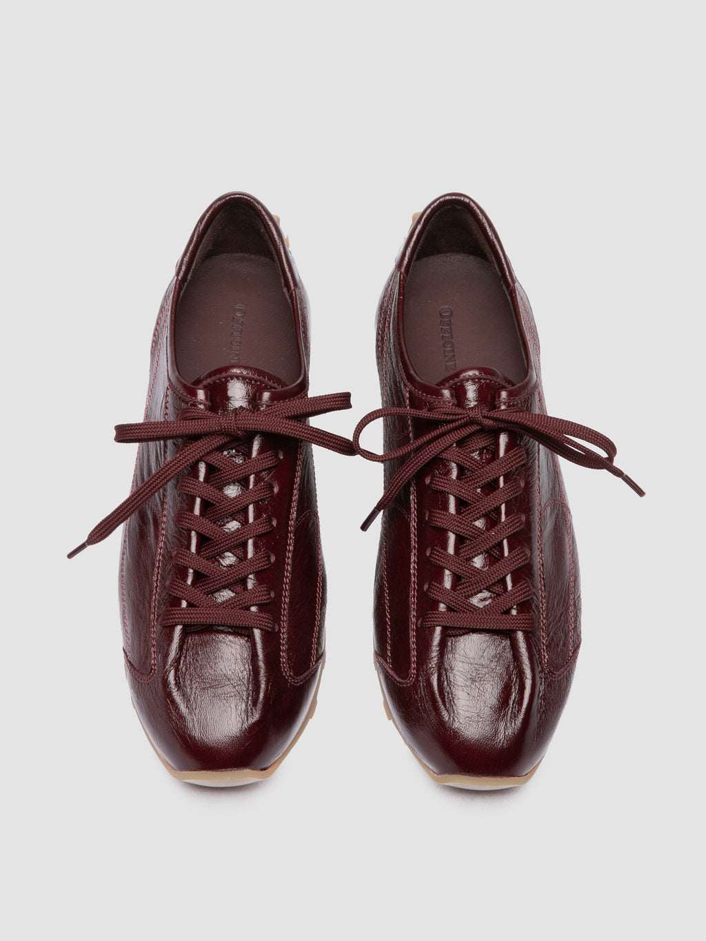 JARRED 102_W - Burgundy Leather Low Top Sneakers - image 2,side view