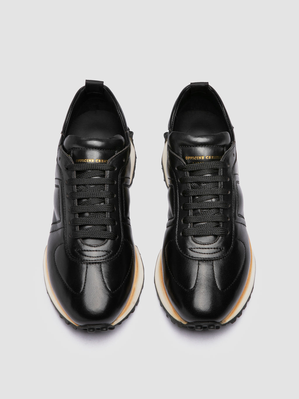 KASBA 103 - Black Leather Low Top Sneakers - image 2,side view