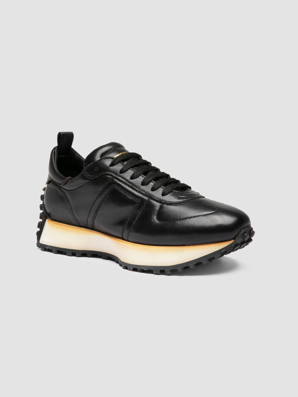 KASBA 103 - Black Leather Low Top Sneakers - image 3,side view