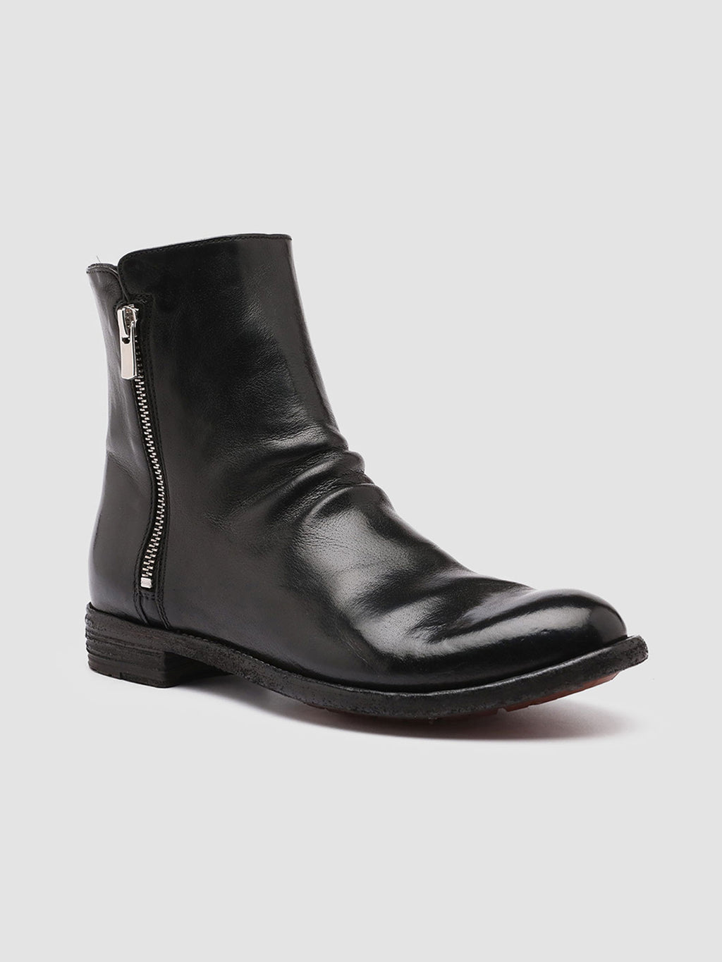 LEXIKON 096 - Black Leather Zip Boots - image 3,side view