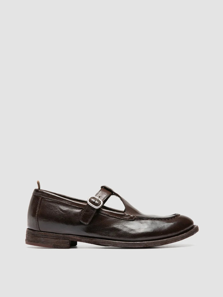 LEXIKON 552 - Brown Leather T-Bar Shoes