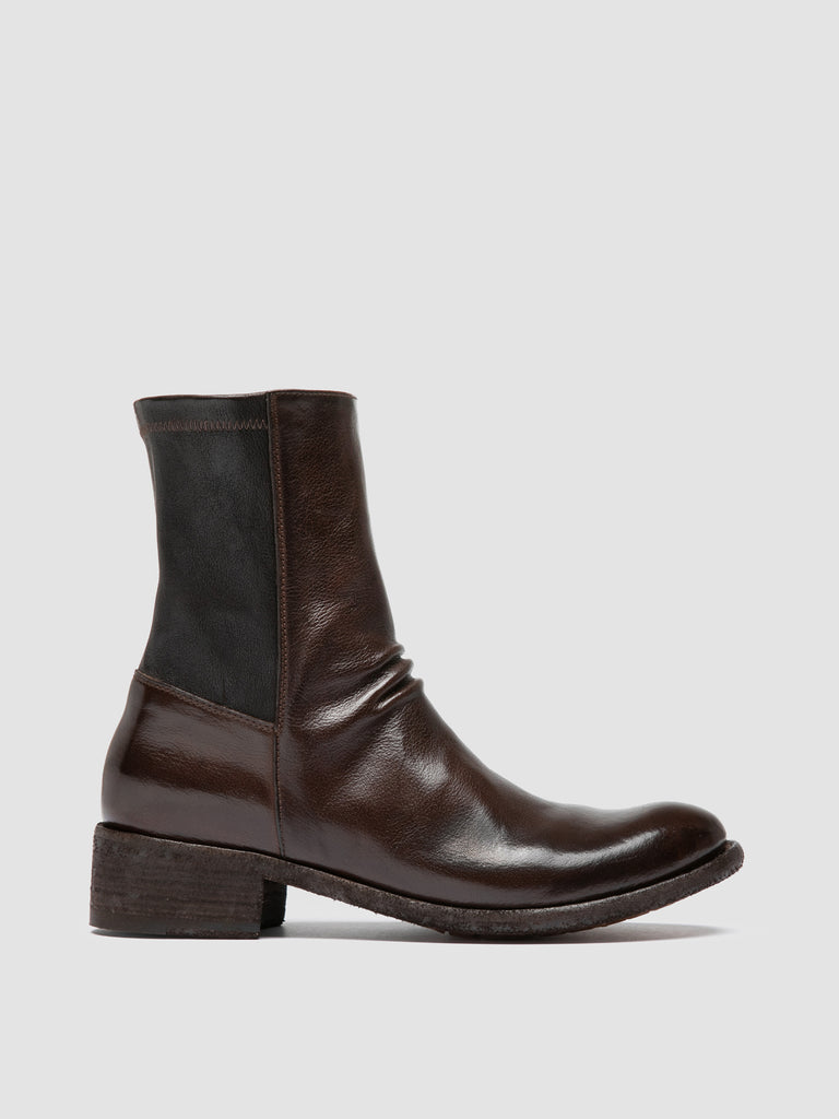LISON 041 - Brown Leather Zipped Boots