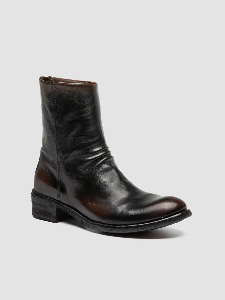 LISON 069 - Black Leather Zip Boots