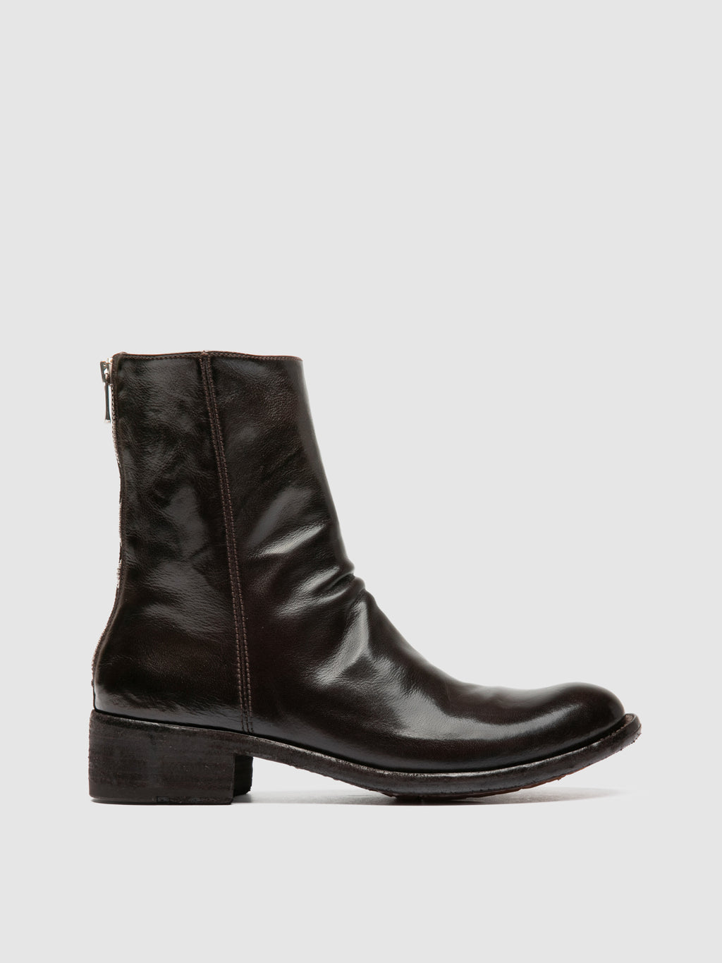 LISON 069 - Brown Leather Zip Boots - image 1,side view