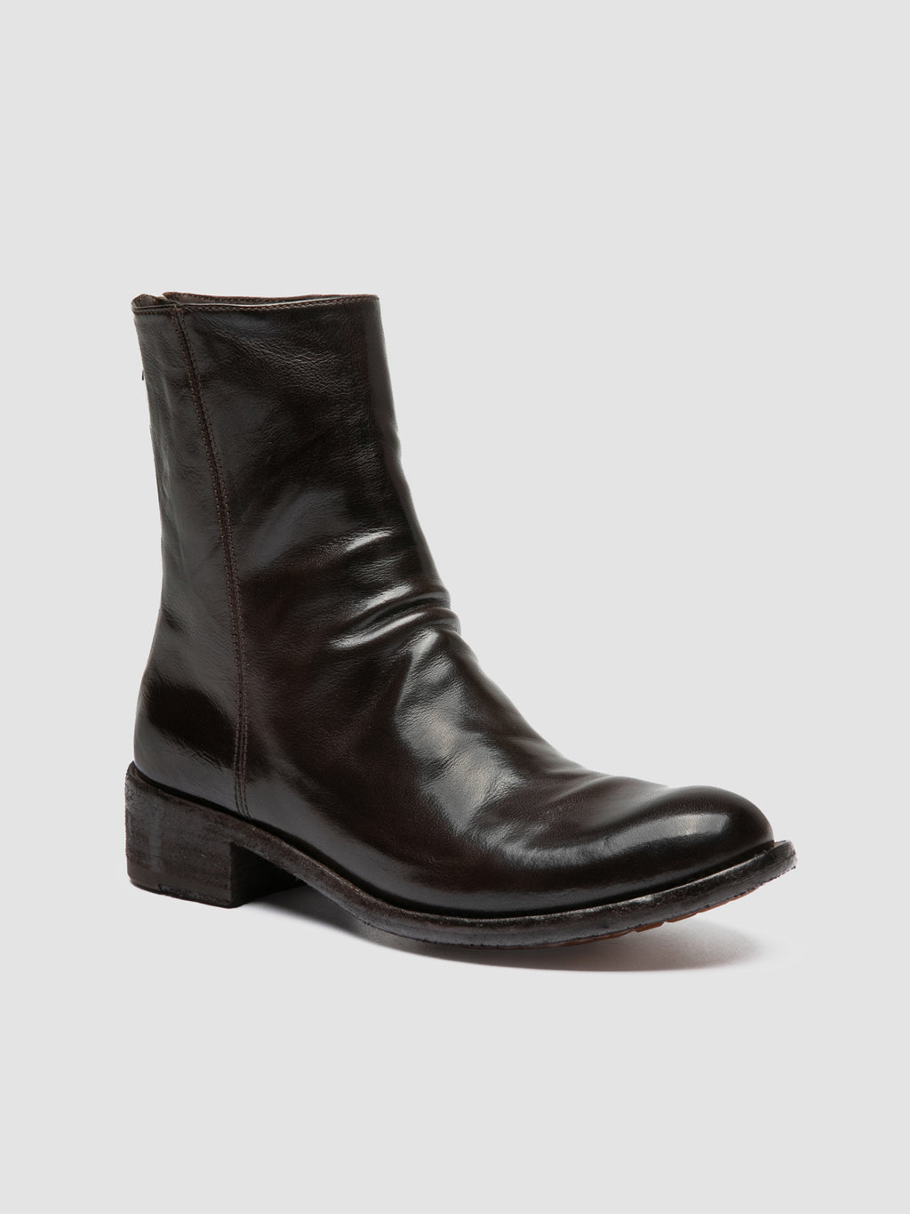 LISON 069 - Brown Leather Zip Boots - image 3,side view