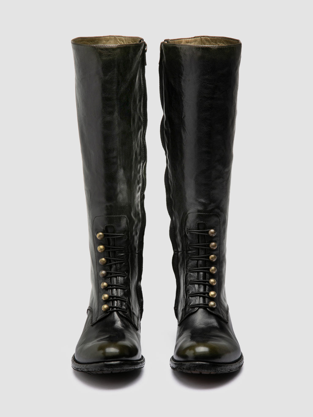 LISON 070 - Brown Leather Zip Boots - image 2,side view