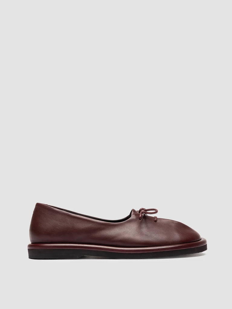 MARJORY 104 - Burgundy Leather Ballerina Shoes