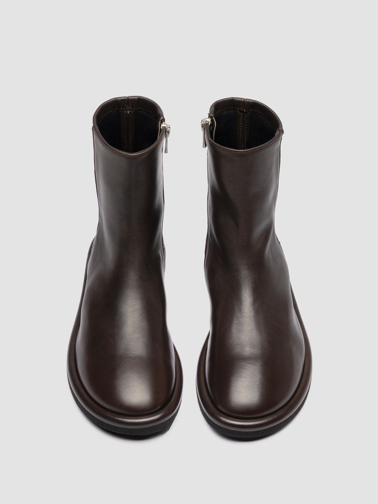 MARJORY 106 - Brown Leather Zipped Boots