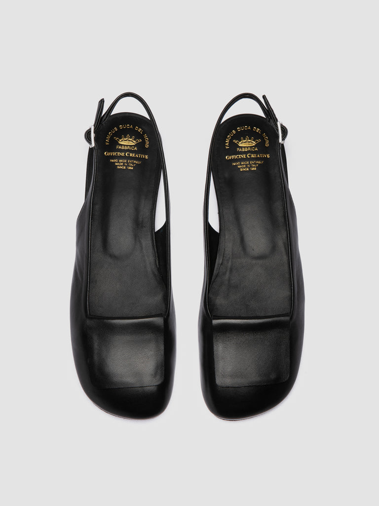 MEREDITH 001 - Black Leather Sling Back Sandals-hover