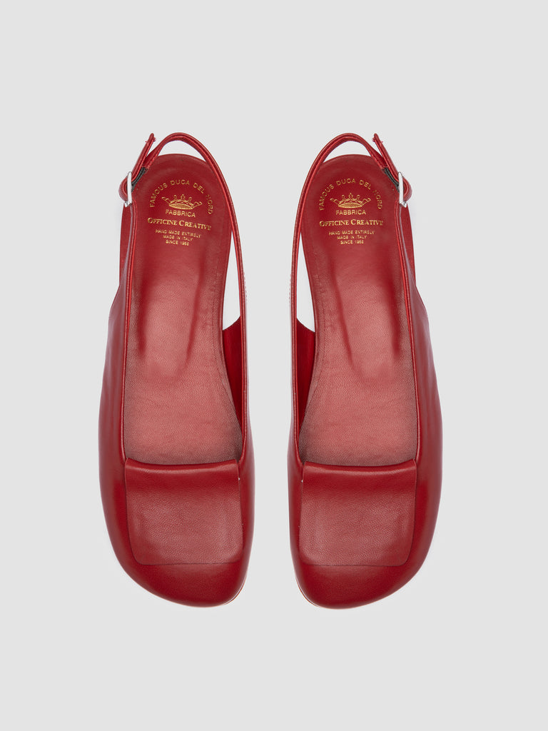 MEREDITH 001 - Red Leather Sling Back Sandals-hover