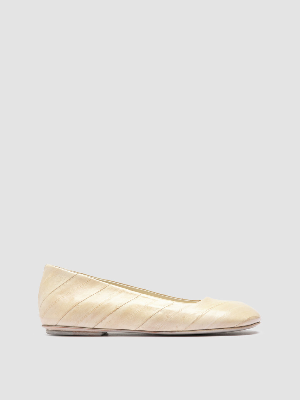 MEREDITH 003 - Ivory Leather Ballerina Shoes - image 1,side view