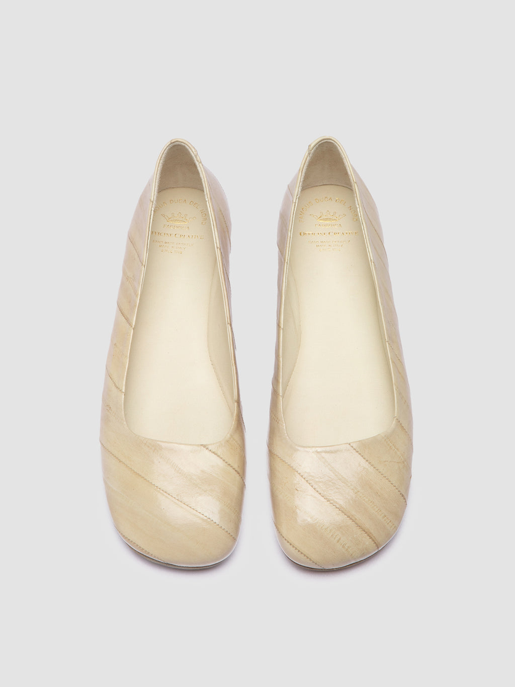 MEREDITH 003 - Ivory Leather Ballerina Shoes - image 2,side view