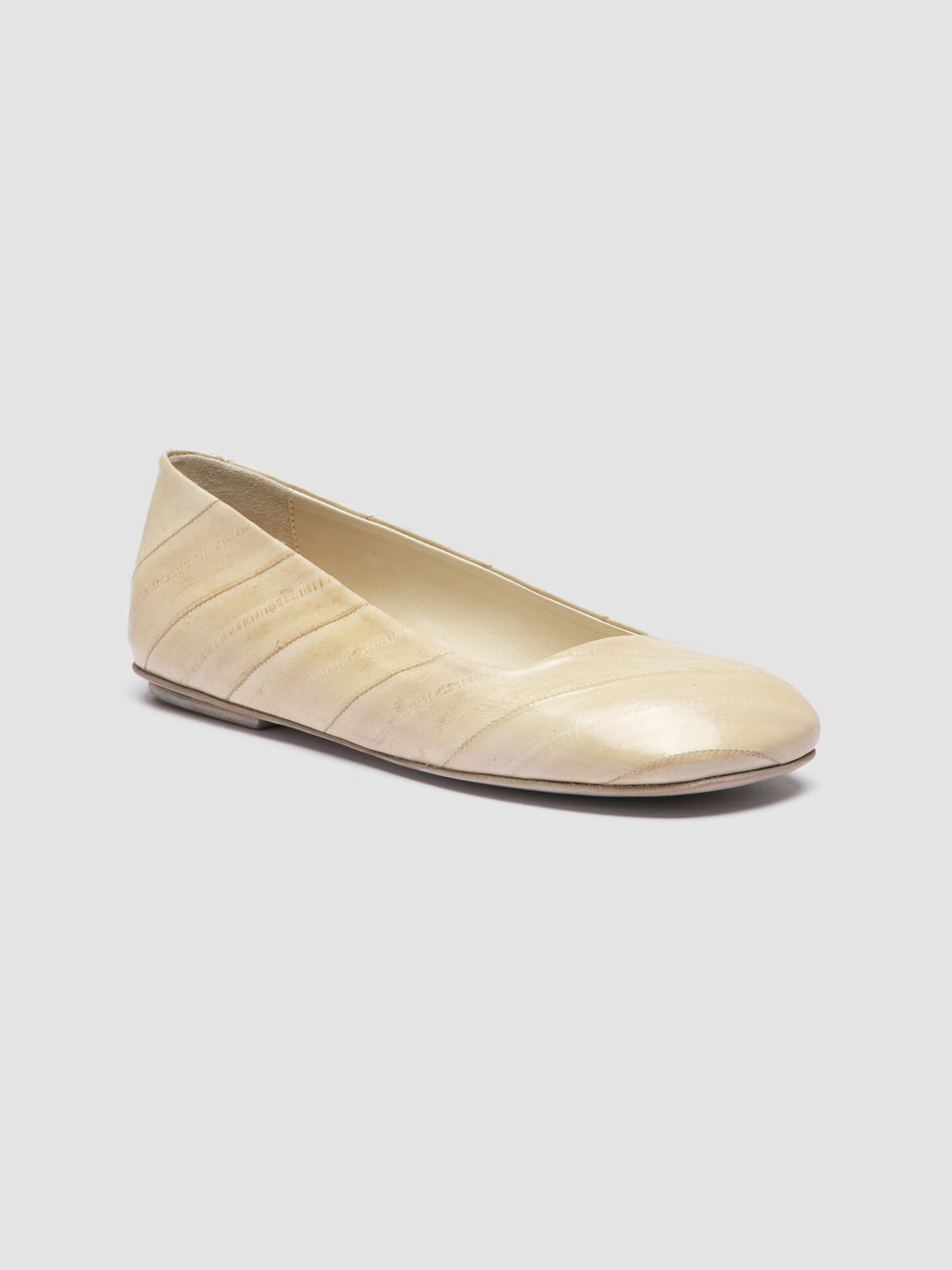 MEREDITH 003 - Ivory Leather Ballerina Shoes - image 3,side view