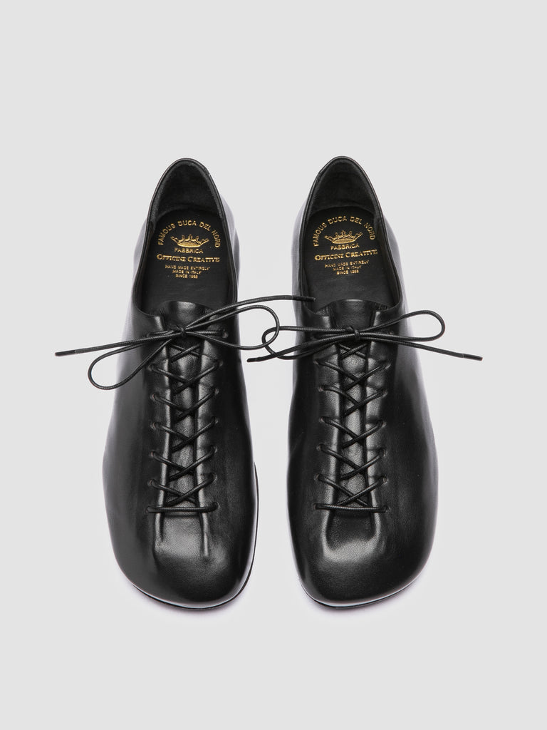 MEREDITH 004 - Black Leather Derby Shoes-hover