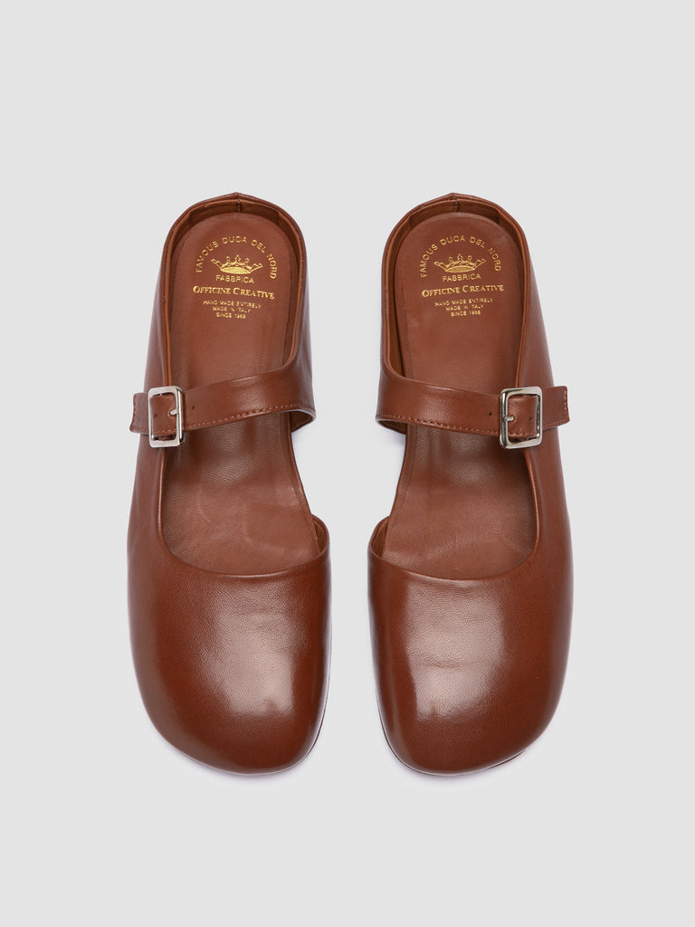 MEREDITH 005 - Brown Leather Mule Sandals-hover