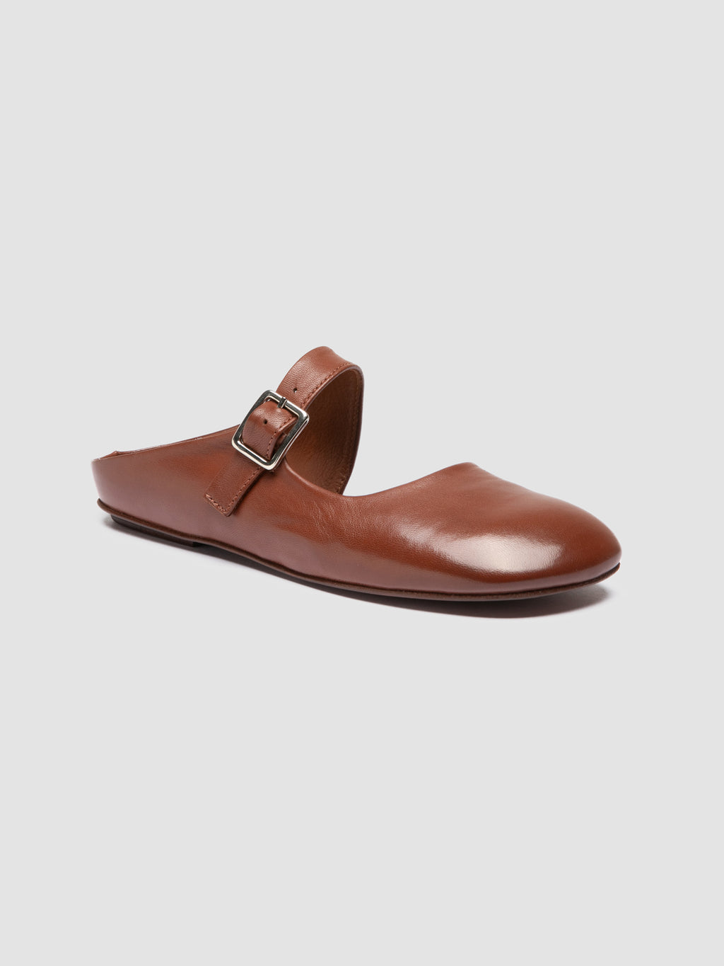 MEREDITH 005 - Brown Leather Mule Sandals - image 3,side view