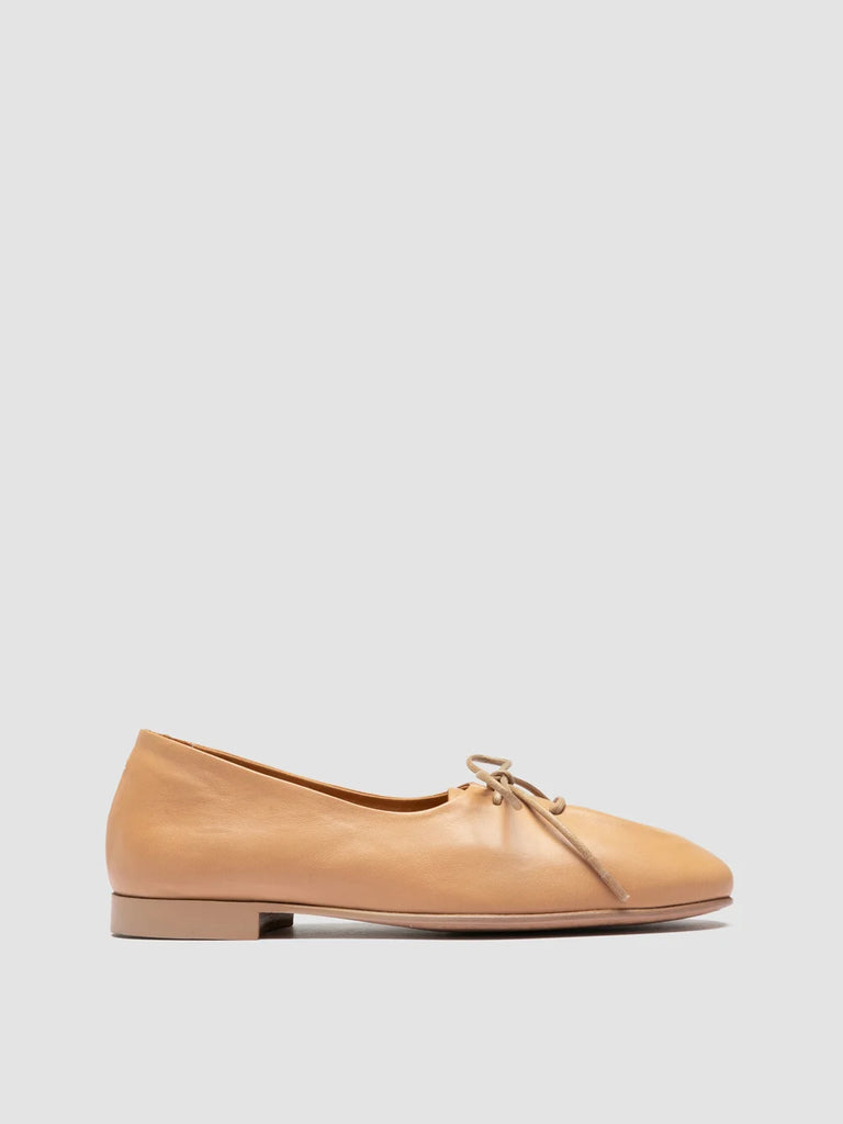 OLIVER 102 - Taupe Leather Ballerina Shoes