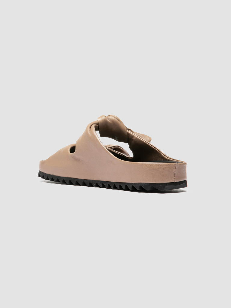 PELAGIE 021 - Taupe Leather Slide Sandals