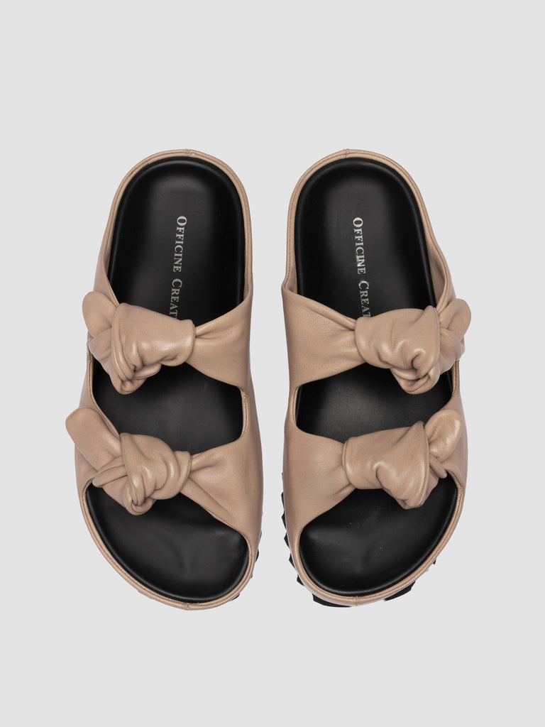 PELAGIE 021 - Ivory Leather Slide Sandals
