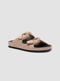 PELAGIE 021 - Ivory Leather Slide Sandals - thumb image 3,side view